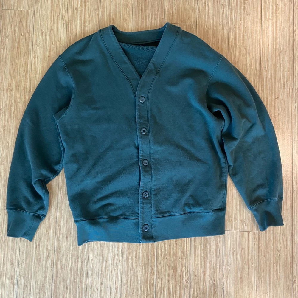 Tokyo Uniqlo Men's Forest Green Button-Front Sweater Cardigan